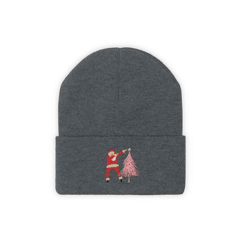 Thumbnail: Santa Dabbing the Star On A Pink Tree: Knit Beanie