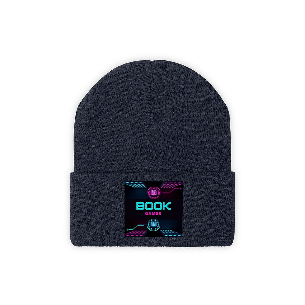 Thumbnail: Book Gamer Pink and Blue Vortex: Knit Beanie