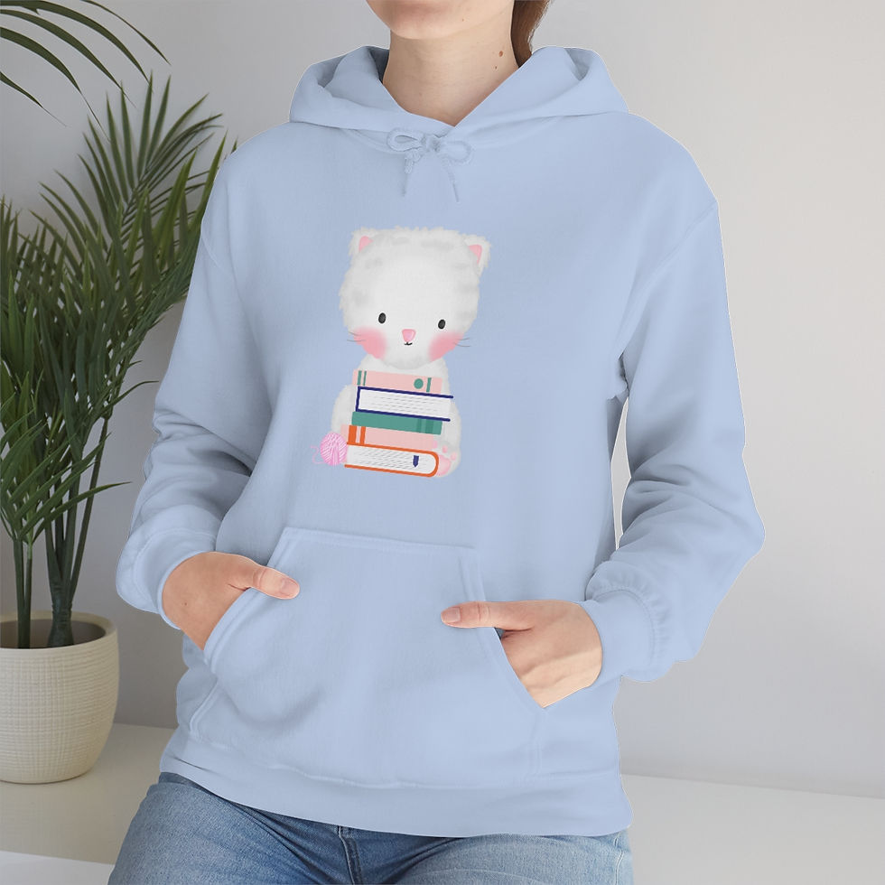 Thumbnail: Sweety Cat With Book Stack: Unisex Heavy Blend™ Hooded Sweatshirt