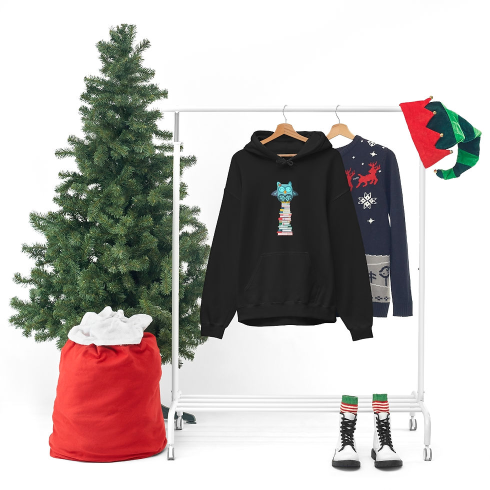Thumbnail: Very Tall Owl Book Stack: Unisex Heavy Blend™ Hooded Sweatshirt