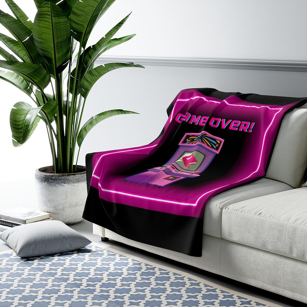 Thumbnail: Game Over Pink Gaming Machine: High Quality Cozy Fleece Blanket