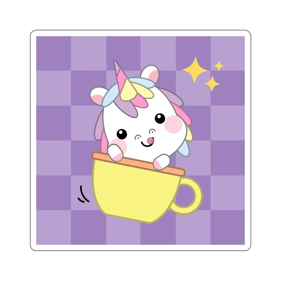Thumbnail: Cute Little Unicorn In Teacup: Die-Cut Stickers