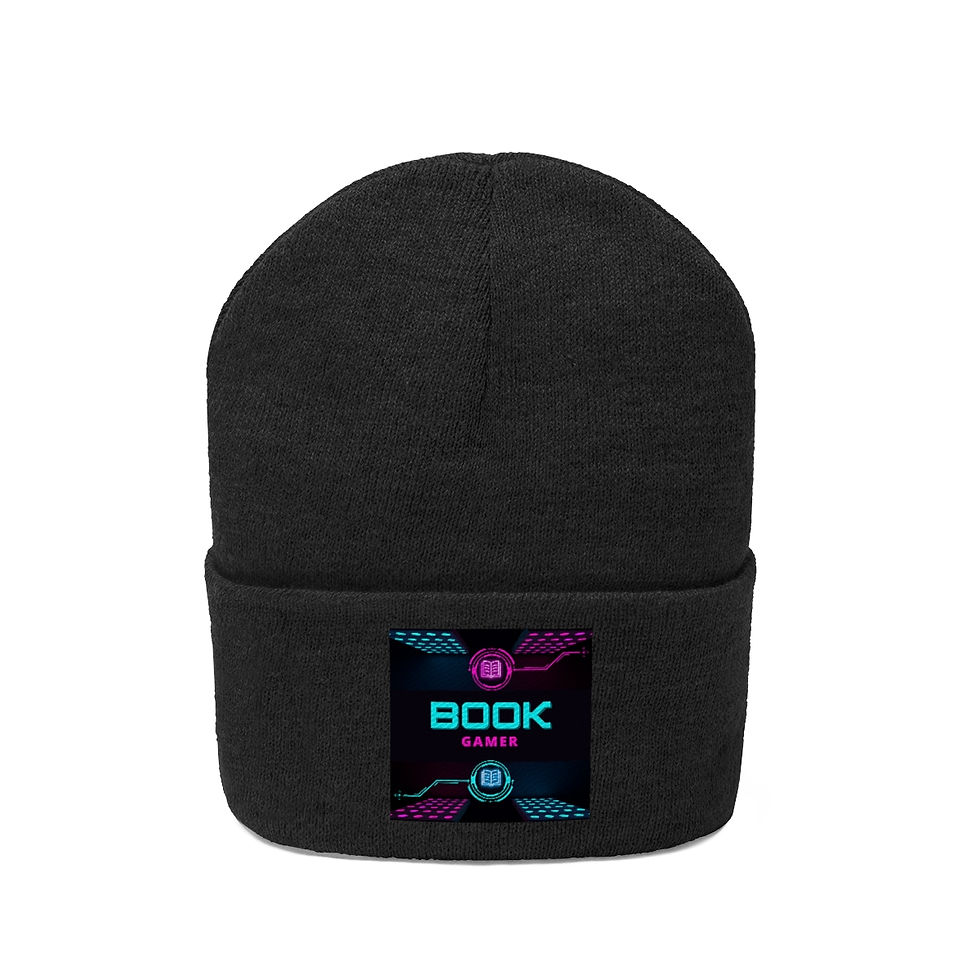 Thumbnail: Book Gamer Pink and Blue Vortex: Knit Beanie