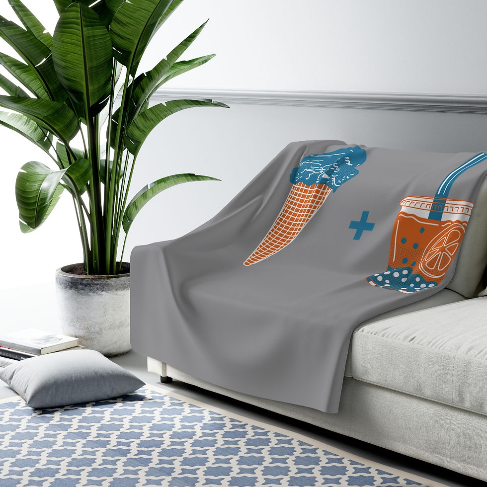 Thumbnail: Ice Cream Cone and Boba: High Quality Cozy Fleece Blanket