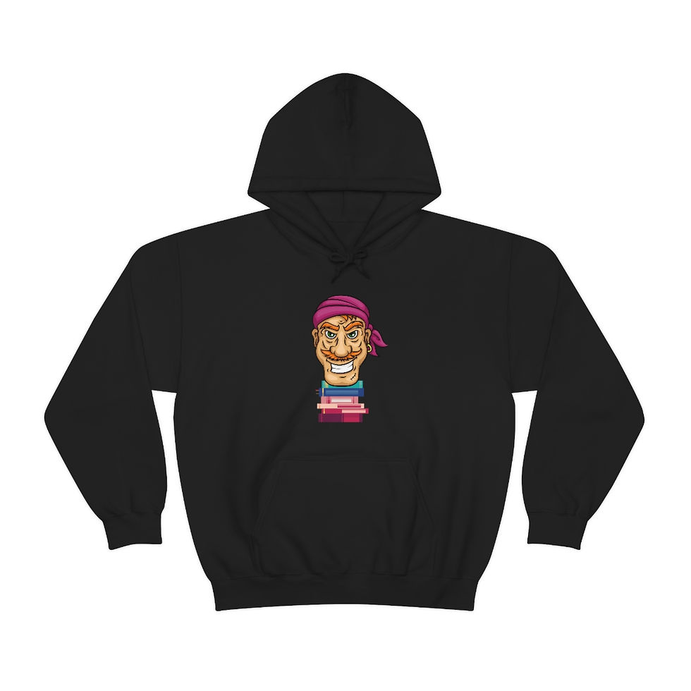 Thumbnail: Pirate Book Stack Pink: Unisex Heavy Blend™ Hooded Sweatshirt