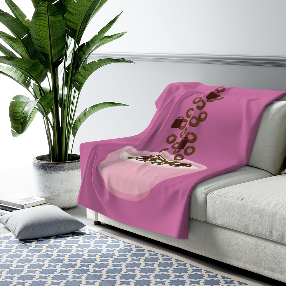 Thumbnail: Pink Bowl of Book Cereal: high quality cozy fleece blanket
