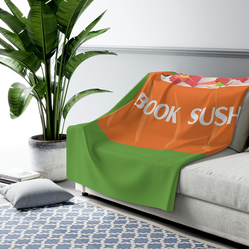 Thumbnail: Book Sushi Orange and Pink: High Quality Cozy Fleece Blanket