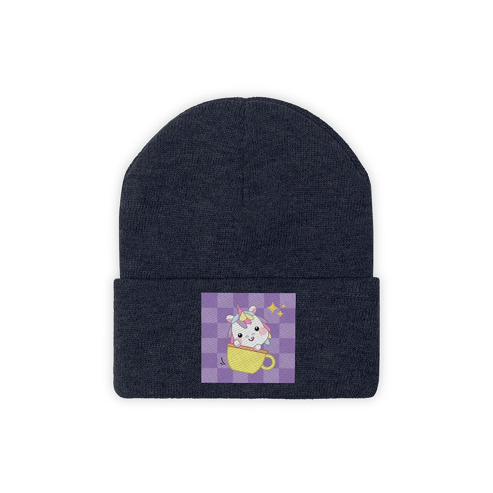 Thumbnail: Cute Little Unicorn In Teacup: Knit Beanie