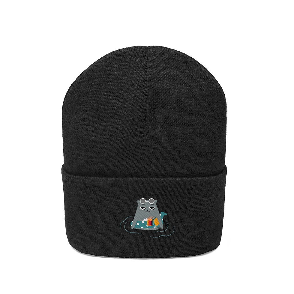 Thumbnail: Gray the swimming cat, Knit Beanie