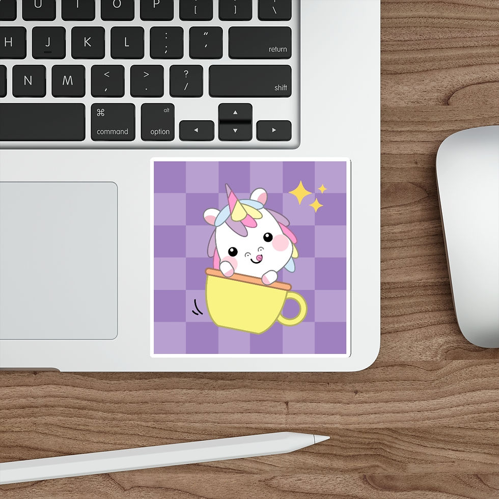 Thumbnail: Cute Little Unicorn In Teacup: Die-Cut Stickers