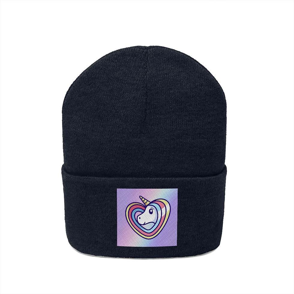 Thumbnail: Heart Unicorn Design: Knit Beanie