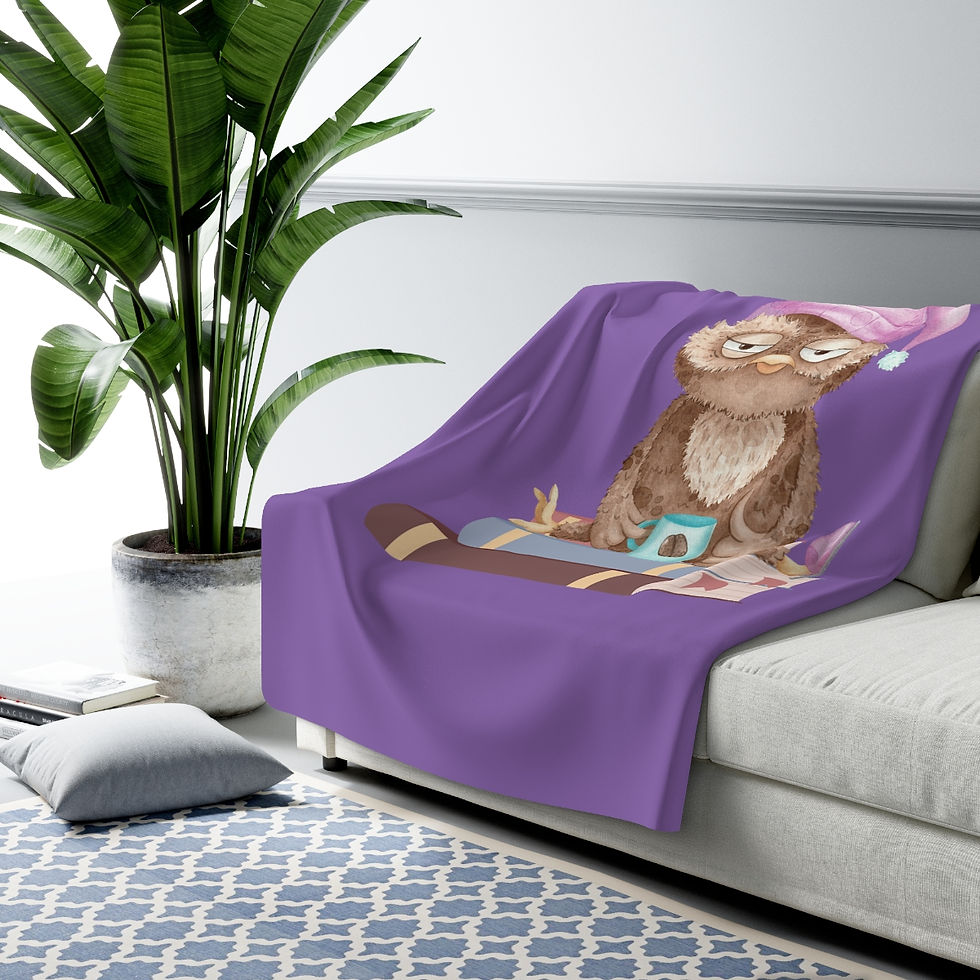 Thumbnail: Sleepy Owl Thumbs Up: High Quality Cozy Fleece Blanket