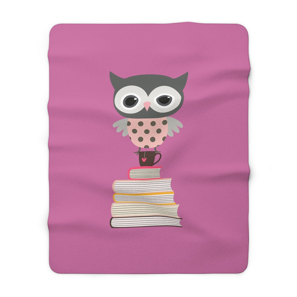 Thumbnail: Owl Design Pink and Grey: High Quality Cozy Fleece Blanket