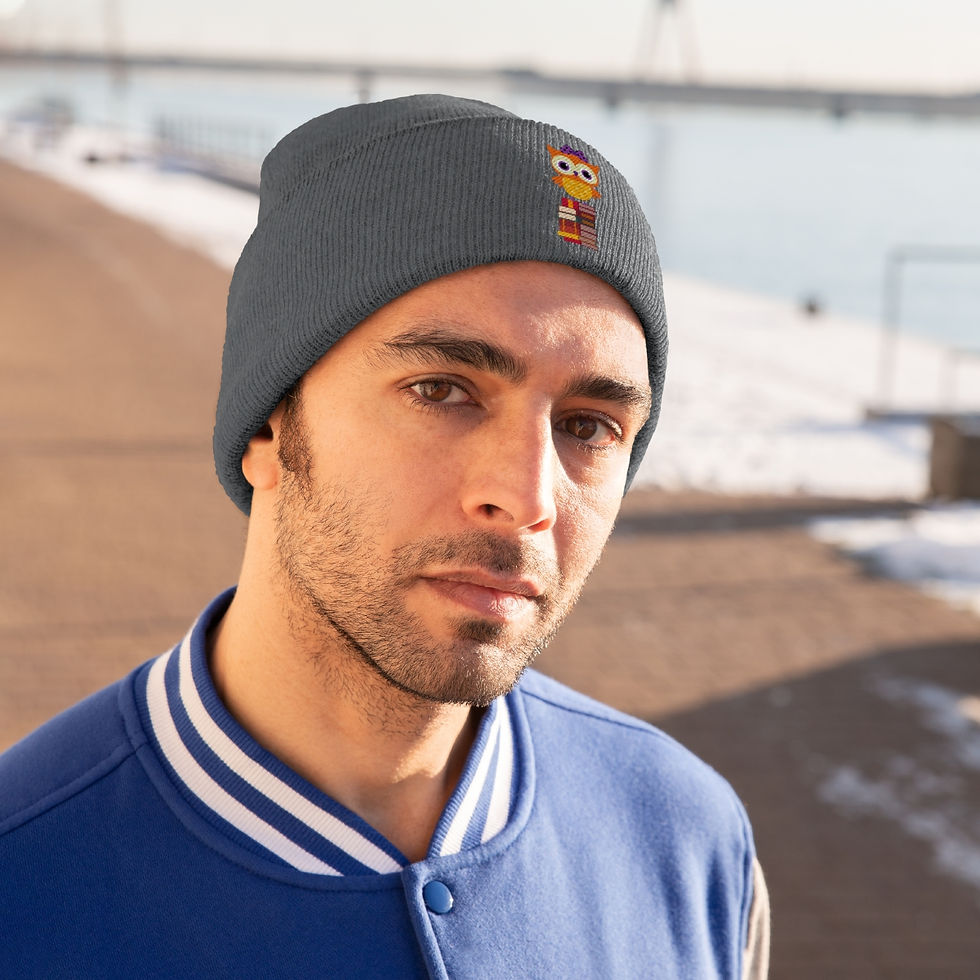 Thumbnail: Owl design #2: Knit Beanie