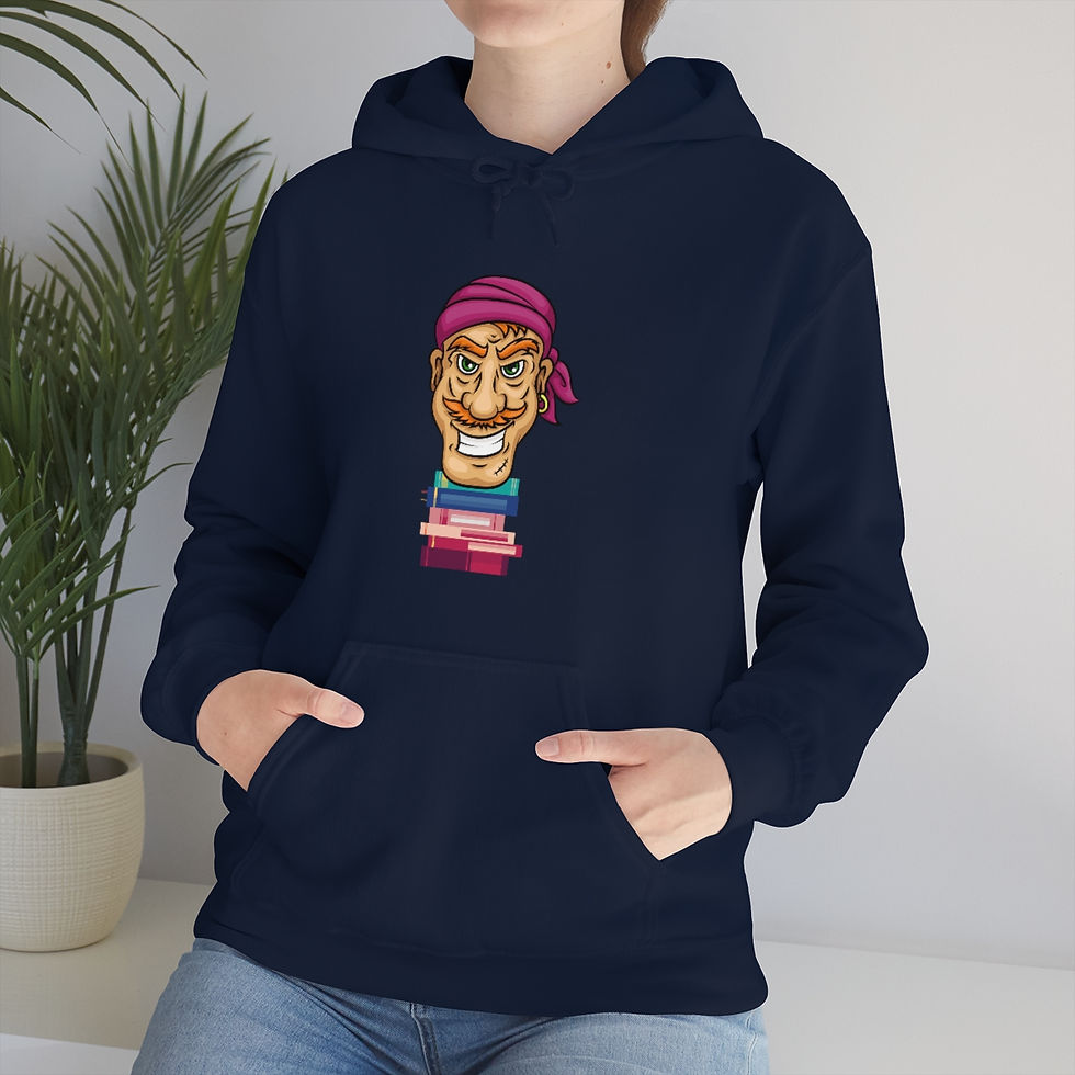 Thumbnail: Pirate Book Stack Pink: Unisex Heavy Blend™ Hooded Sweatshirt