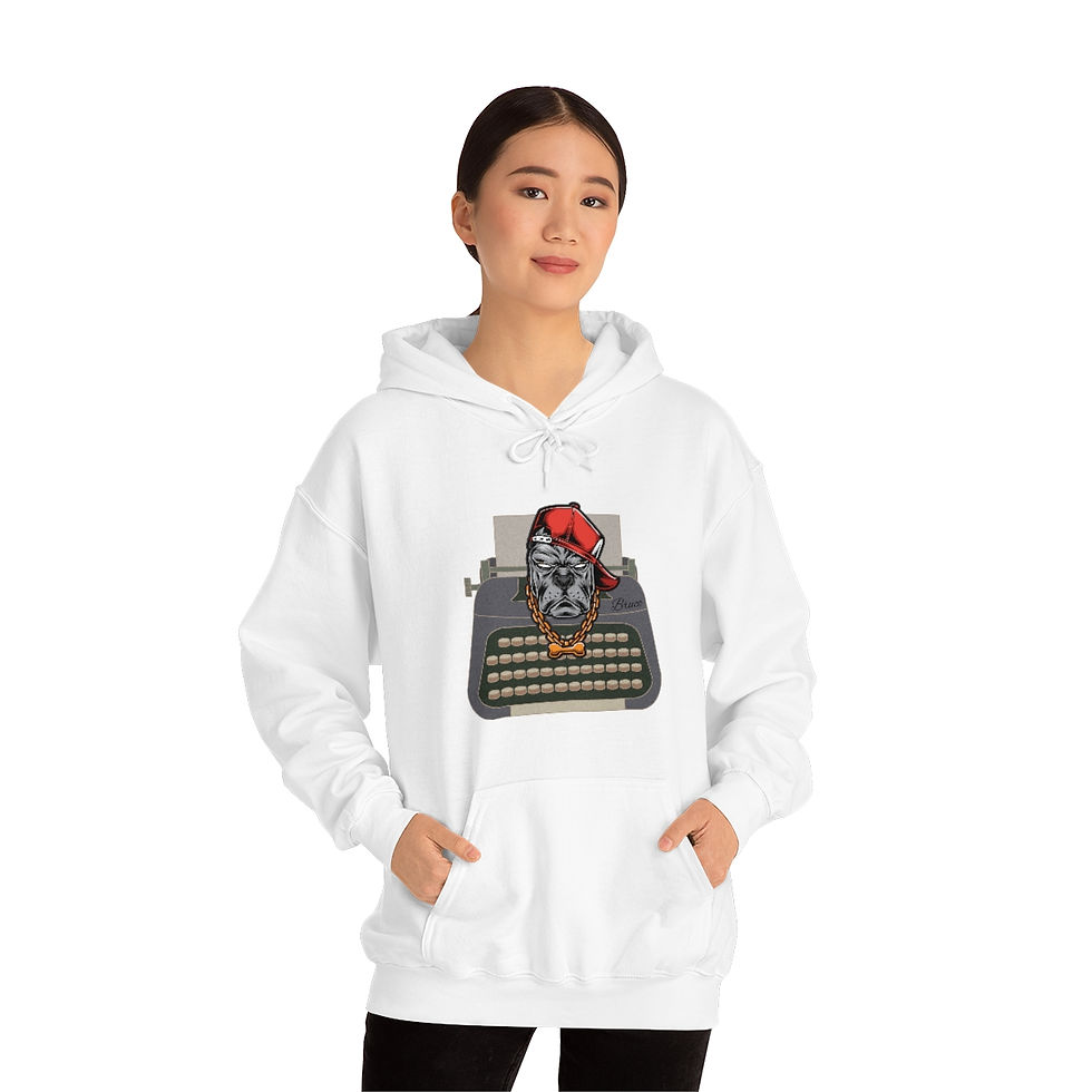 Thumbnail: "Bruce" Your Book Writing Buddy: Unisex Heavy Blend™ Hooded Sweatshirt
