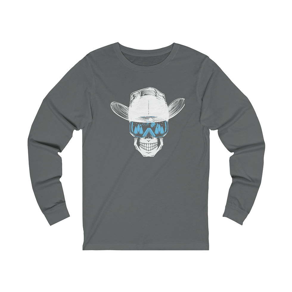 Thumbnail: Ski Skull With Cowboy Hat: Unisex long sleeve tee.