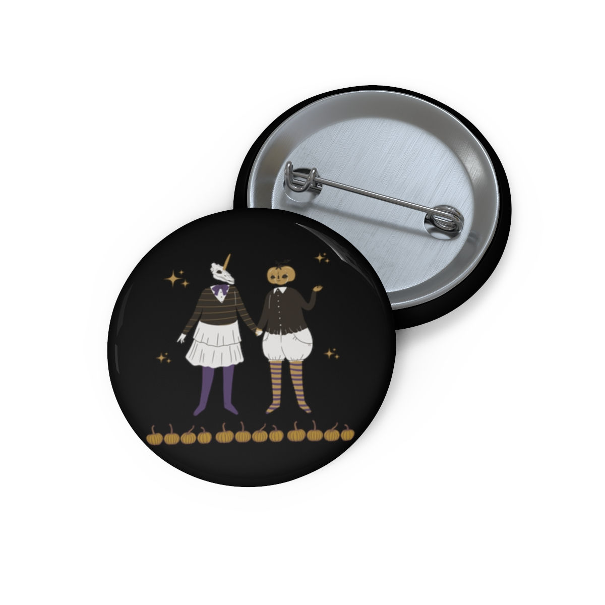 Halloween Couple With Pumpkins: Pin Buttons