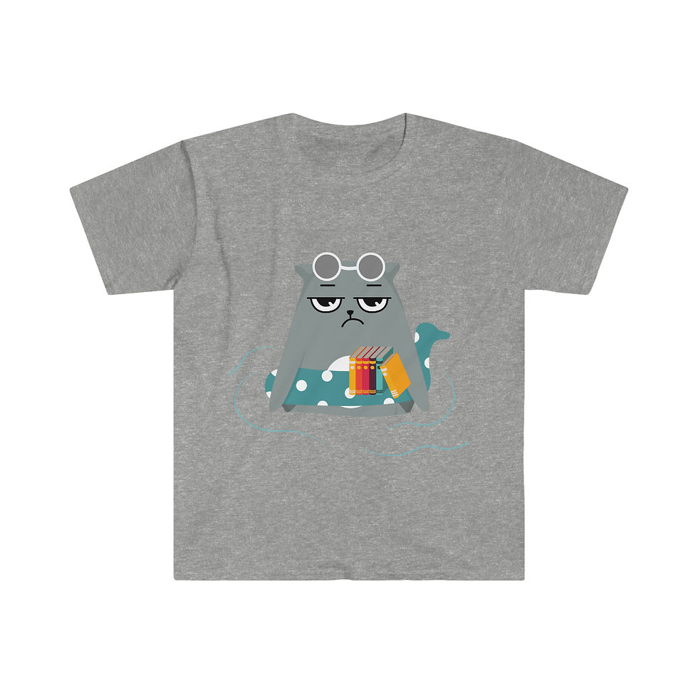 Thumbnail: Gray the swimming cat, Unisex Softstyle T-Shirt