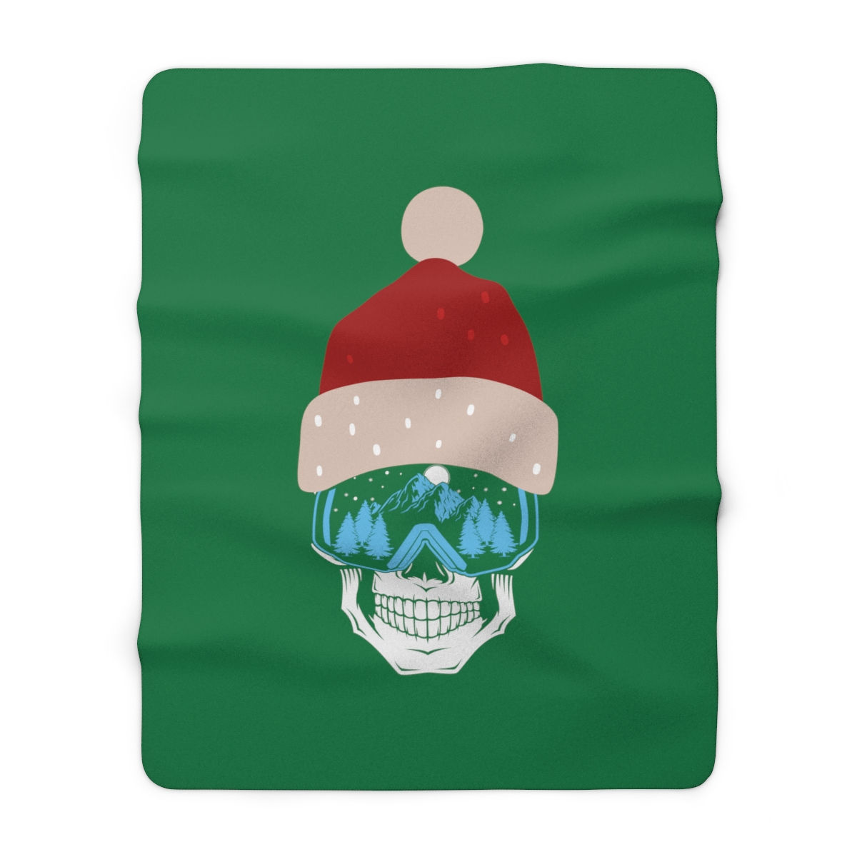 Ski Skull With Santa Hat: high quality cozy fleece blanket