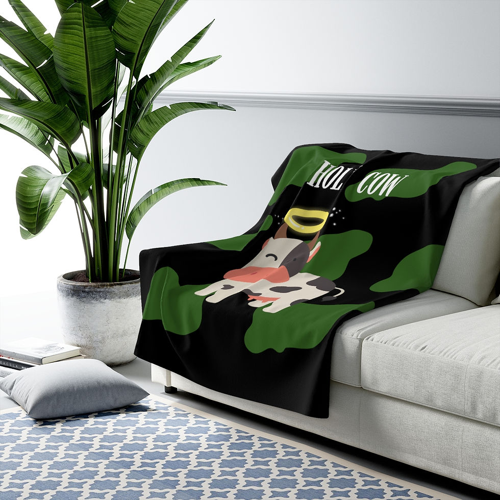 Thumbnail: Holy Cow Green Camo: High Quality Cozy Fleece Blanket