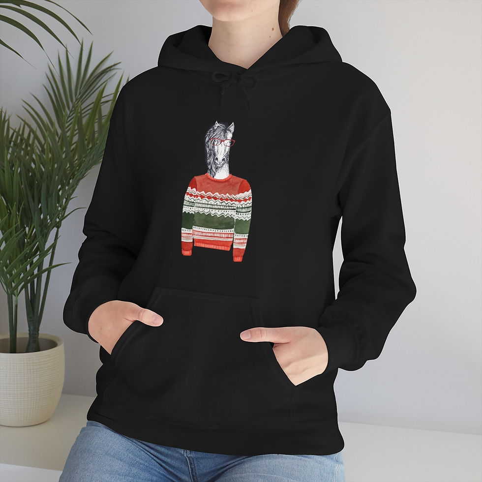 Thumbnail: Horse in Orange Sweater: Unisex Heavy Blend™ Hooded Sweatshirt