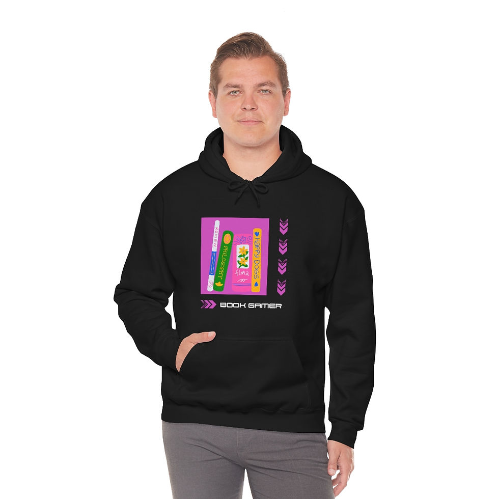 Thumbnail: Book Gamer Philosophy Pink: Unisex Heavy Blend™ Hooded Sweatshirt