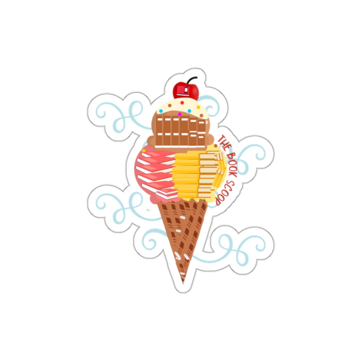 Book Ice Cream Scoop Die-Cut Stickers