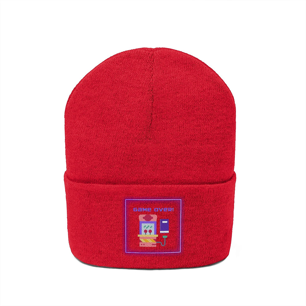 Thumbnail: Pink Retro Machine, purple: Knit Beanie