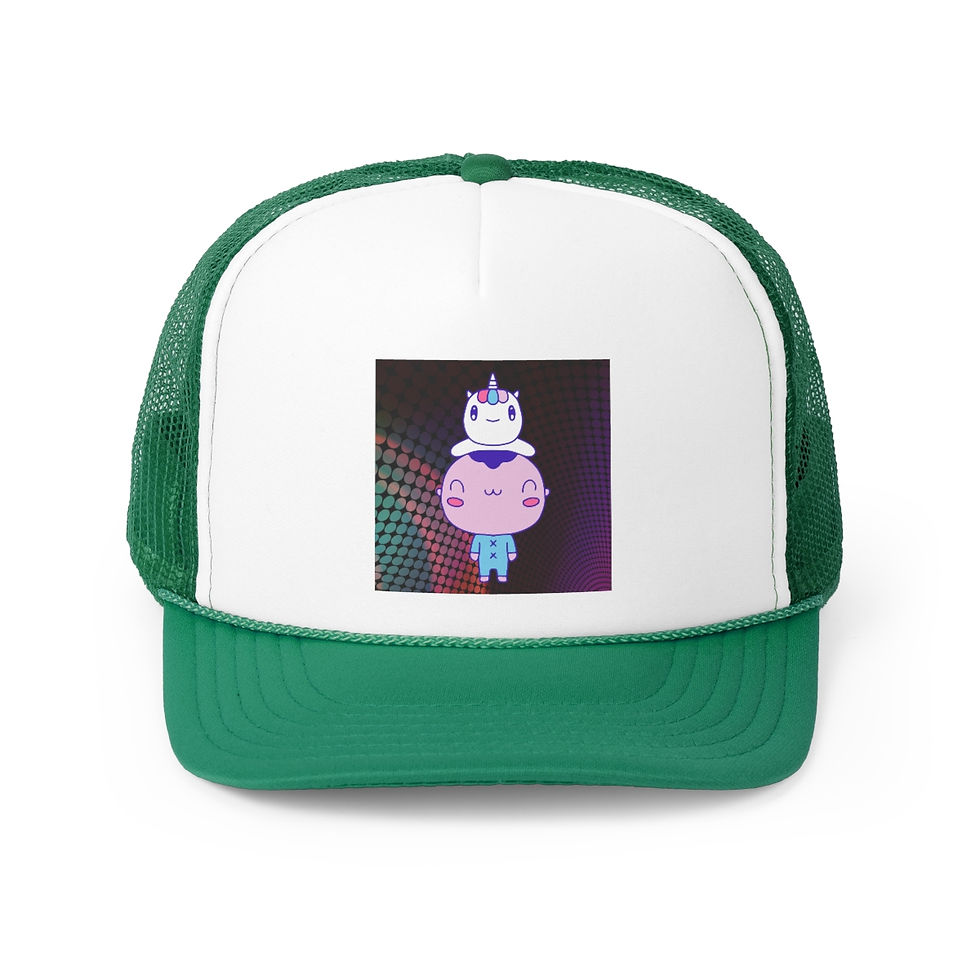 Thumbnail: Pink Face With Unicorn backpack: Trucker Caps