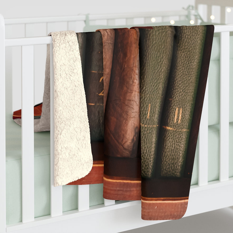 Thumbnail: "I'm Booked!" Leather Books: High Quality Cozy Fleece Blanket