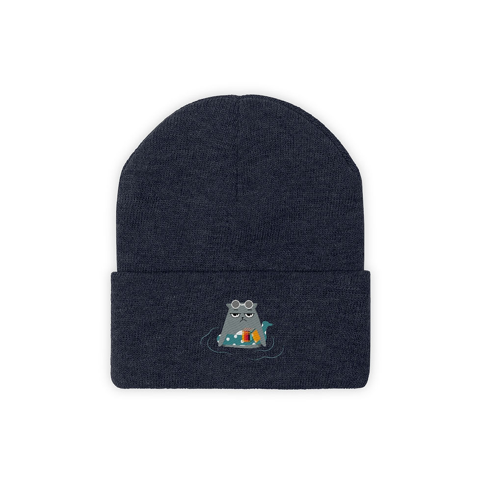 Thumbnail: Gray the swimming cat, Knit Beanie
