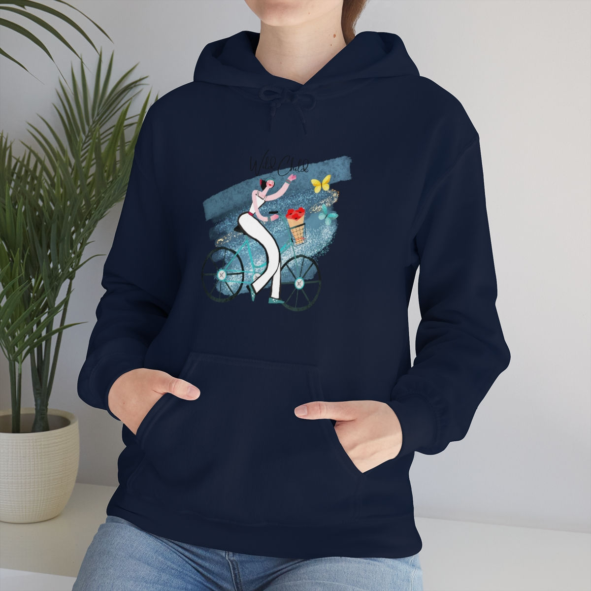Wild Child on Bike: Unisex Heavy Blend™ Hooded Sweatshirt