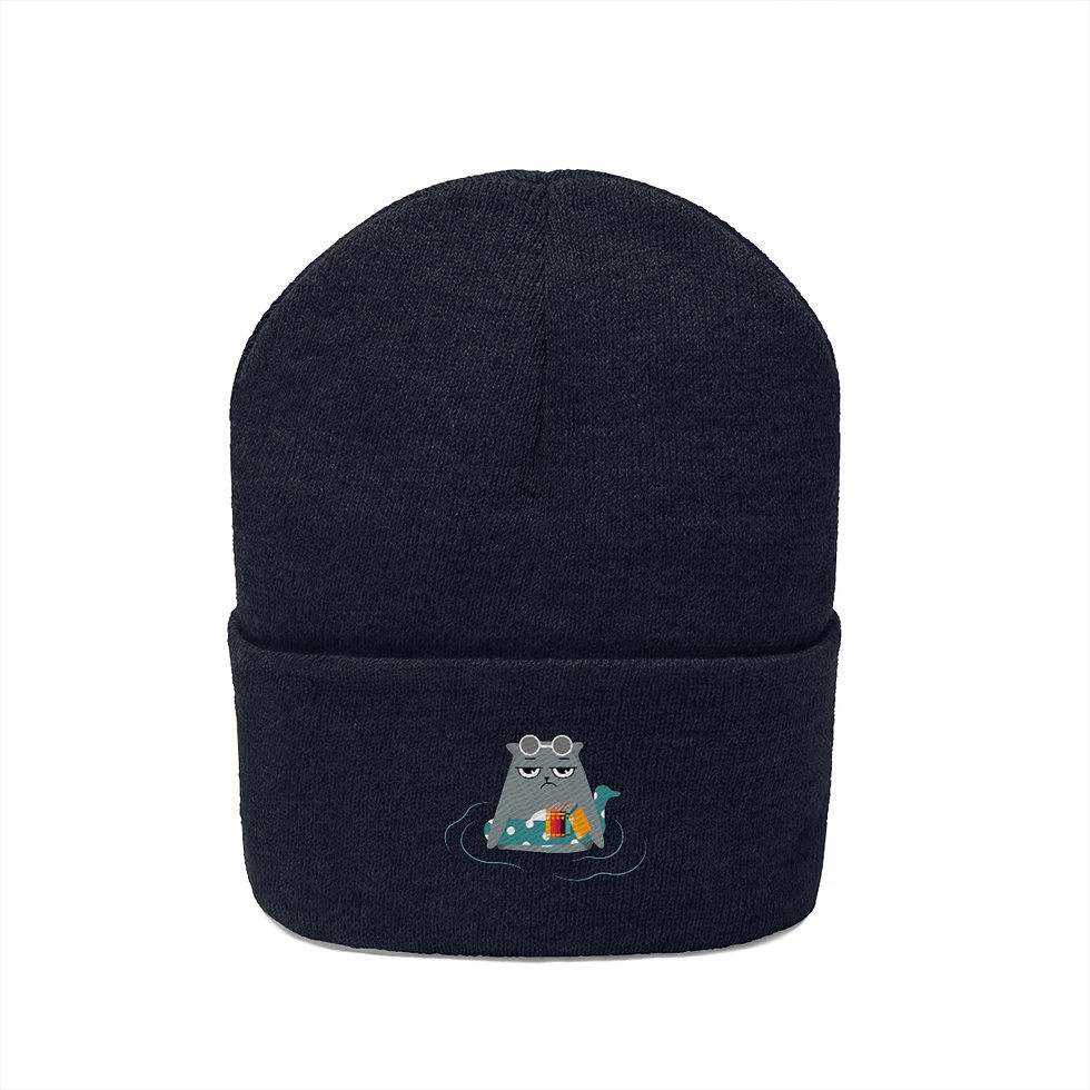 Thumbnail: Gray the swimming cat, Knit Beanie