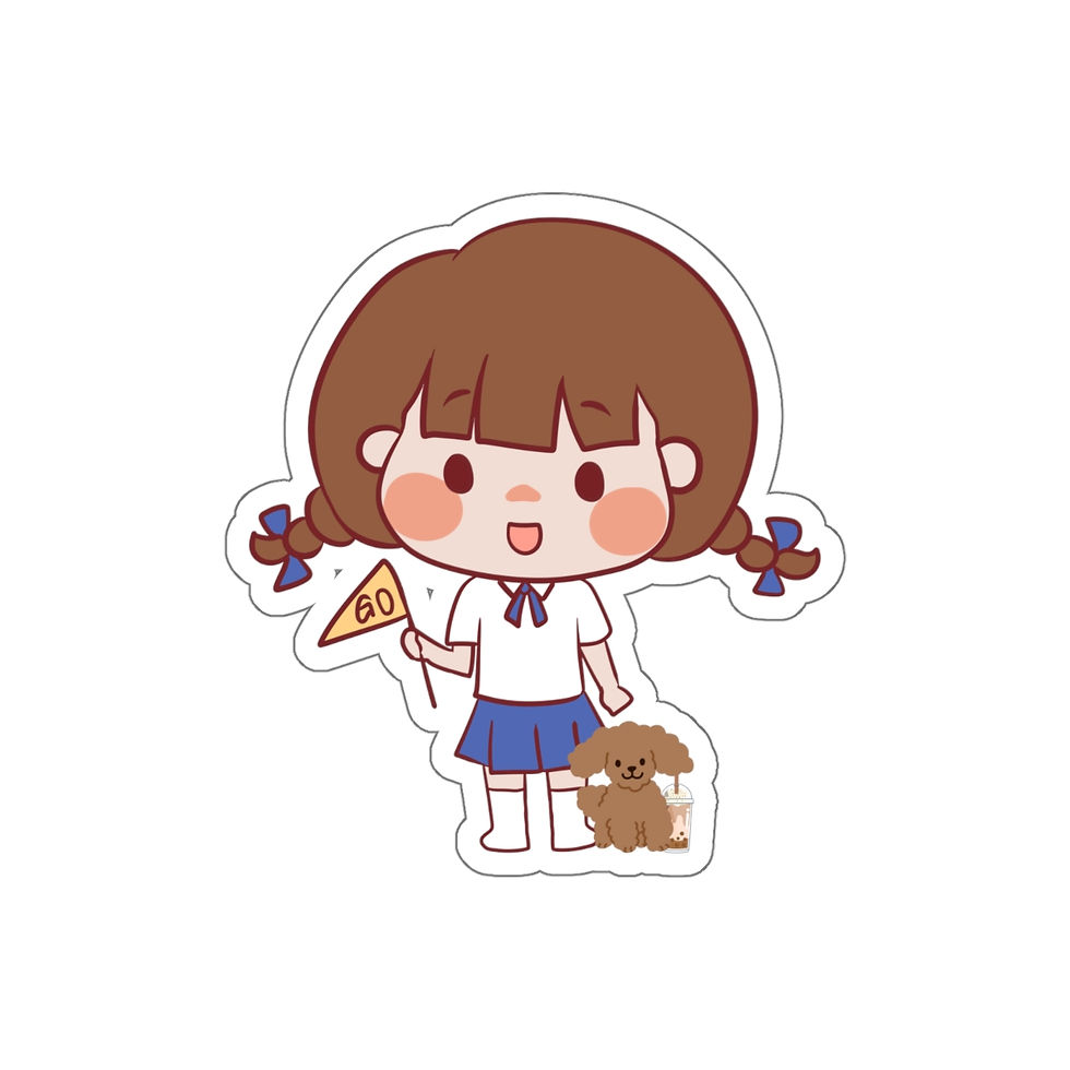 Thumbnail: Girl With Her Boba and her dog: Die-Cut Stickers