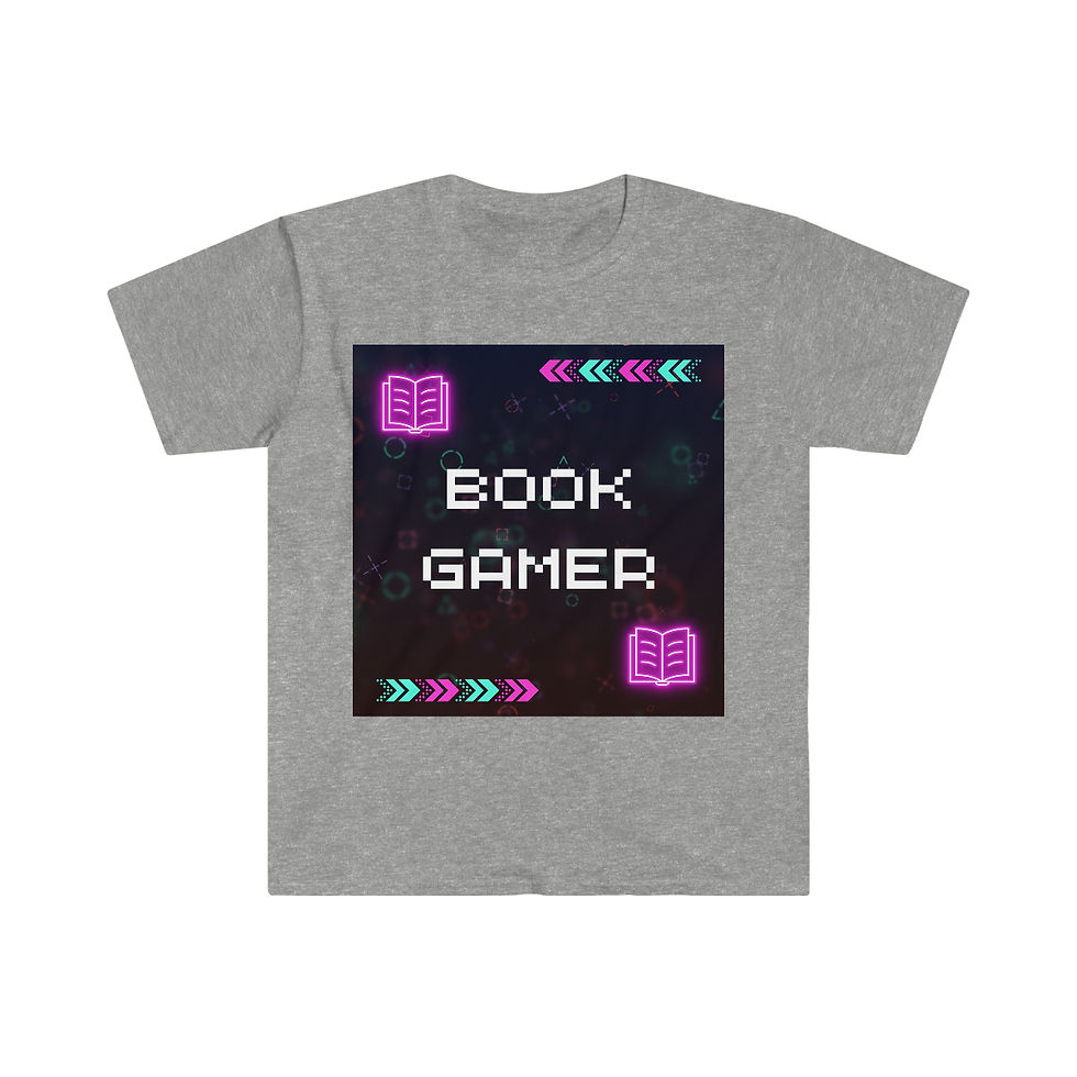 Thumbnail: Book Gamer, Pink Designs: Unisex Softstyle T-Shirt