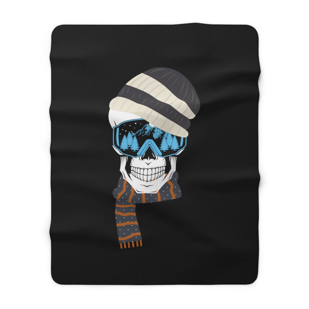 Ski Skull Dude With Grey and White Beanie: high quality cozy fleece blanket