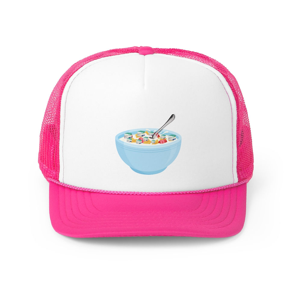 Thumbnail: Blue Bowl of Book Cereal Trucker Caps