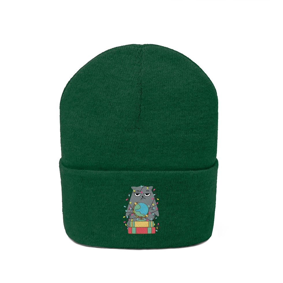 Thumbnail: Gray the cozy, sick cat: Knit Beanie
