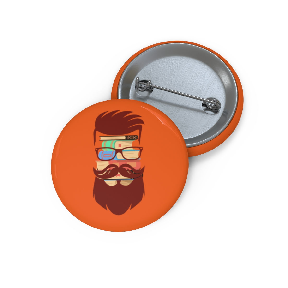 Brown Noggin' Head Custom Pin Buttons