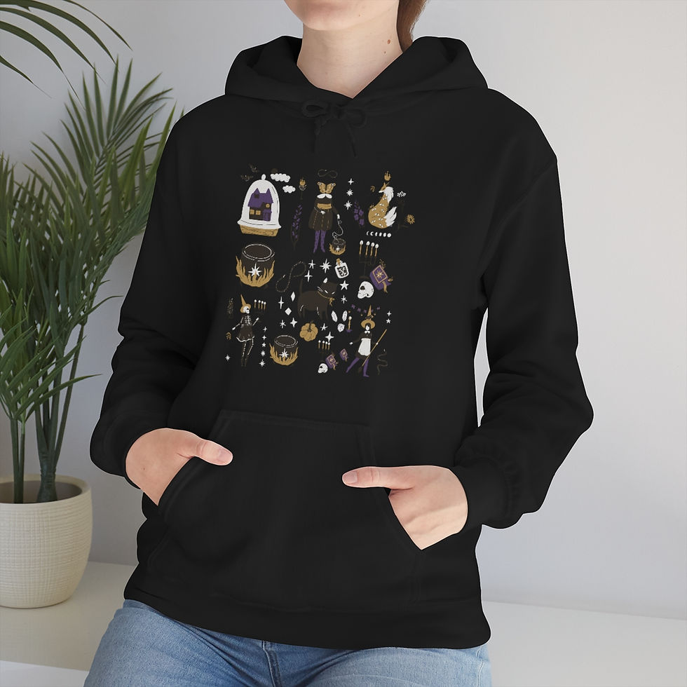 Thumbnail: Halloween Pattern Retro Design: Unisex Heavy Blend™ Hooded Sweatshirt