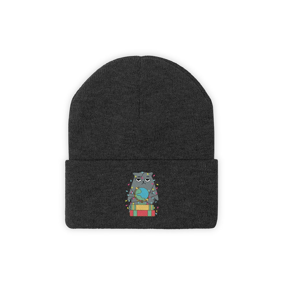 Thumbnail: Gray the cozy, sick cat: Knit Beanie