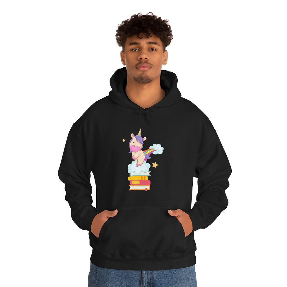 Thumbnail: Unicorn Unitoot on a Bookstack! Unisex Heavy Blend™ Hooded Sweatshirt