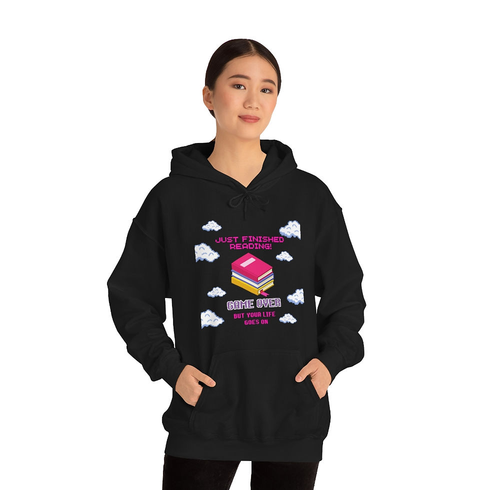 Thumbnail: Book Over But Life Goes On With Clouds: Unisex Heavy Blend™ Hooded Sweatshirt
