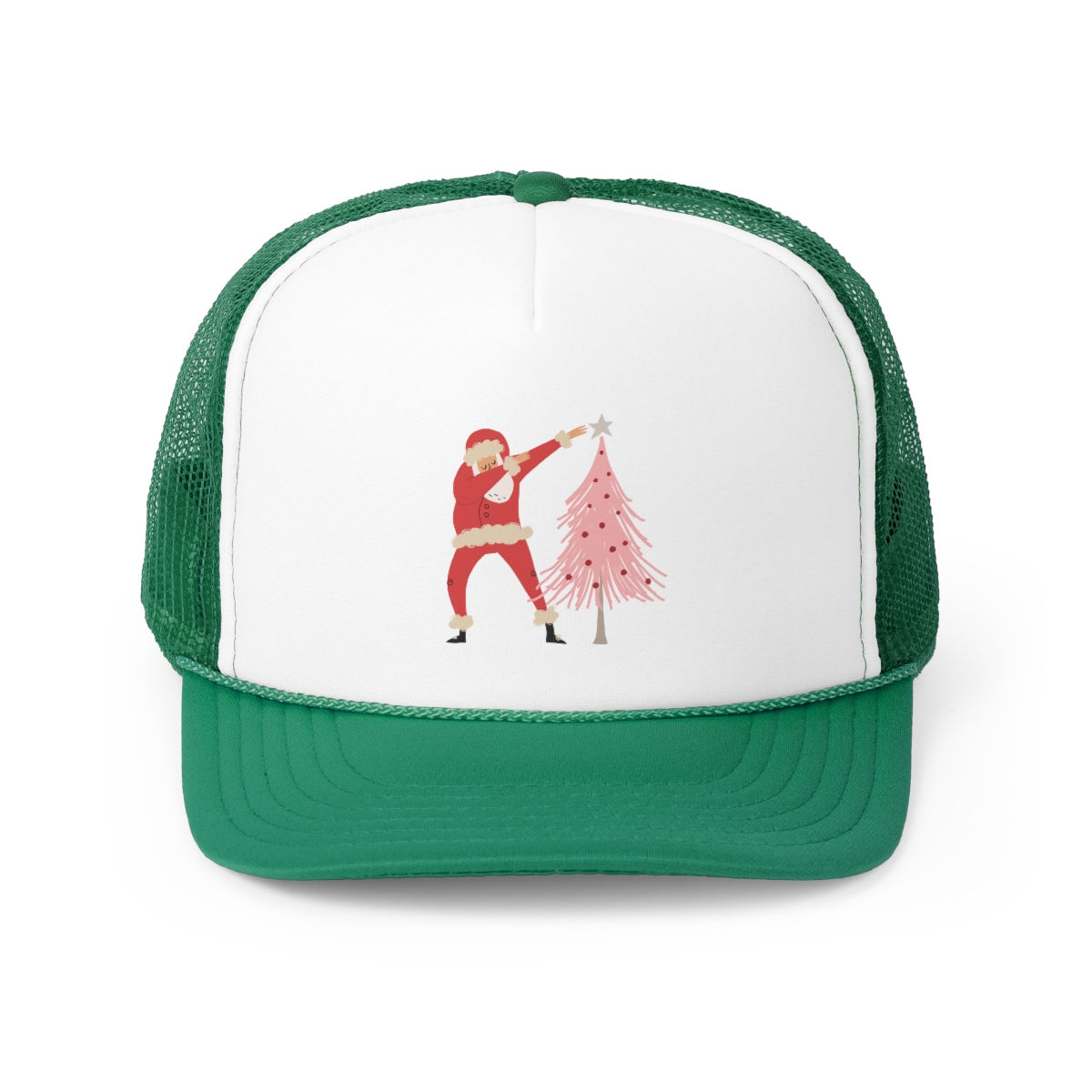 Santa Dabbing the Star On A Pink Tree: Trucker Caps