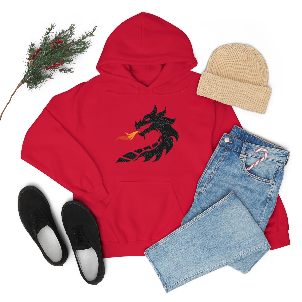 Book Dragon With Fire: Unisex Heavy Blend™ Hooded Sweatshirt