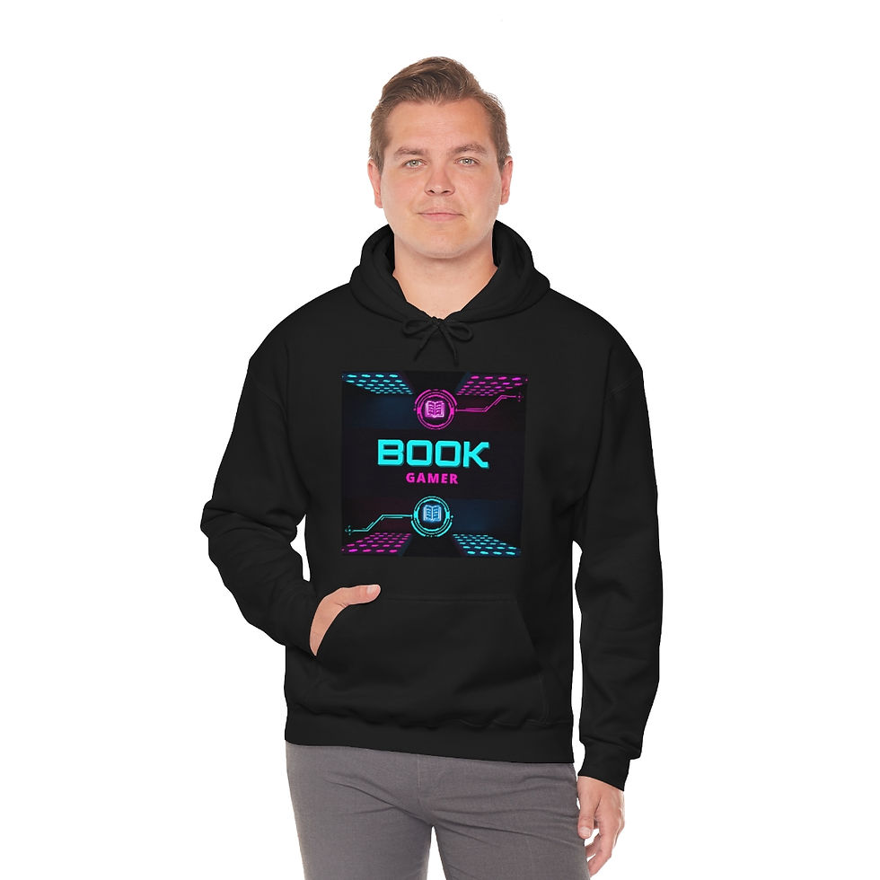 Thumbnail: Book Gamer Pink and Blue Vortex: Unisex Heavy Blend™ Hooded Sweatshirt