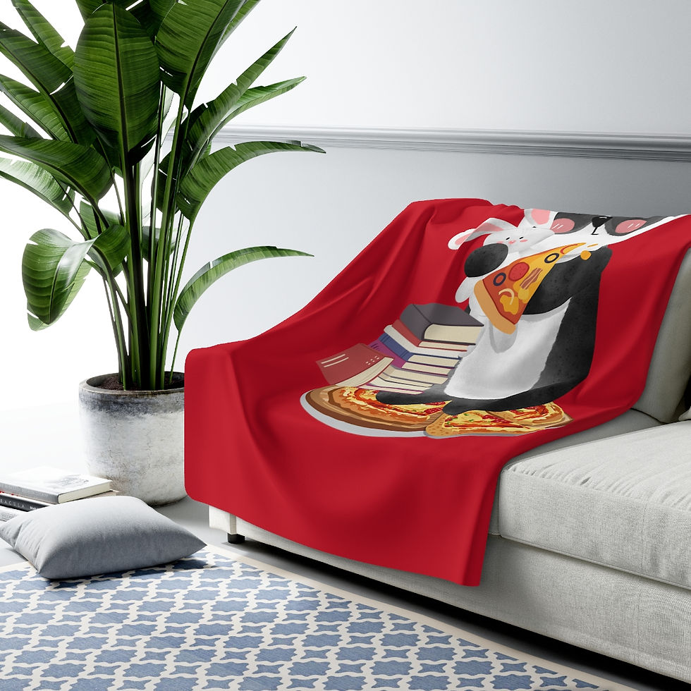 Thumbnail: Panda and Pizza: High Quality Cozy Fleece Blanket