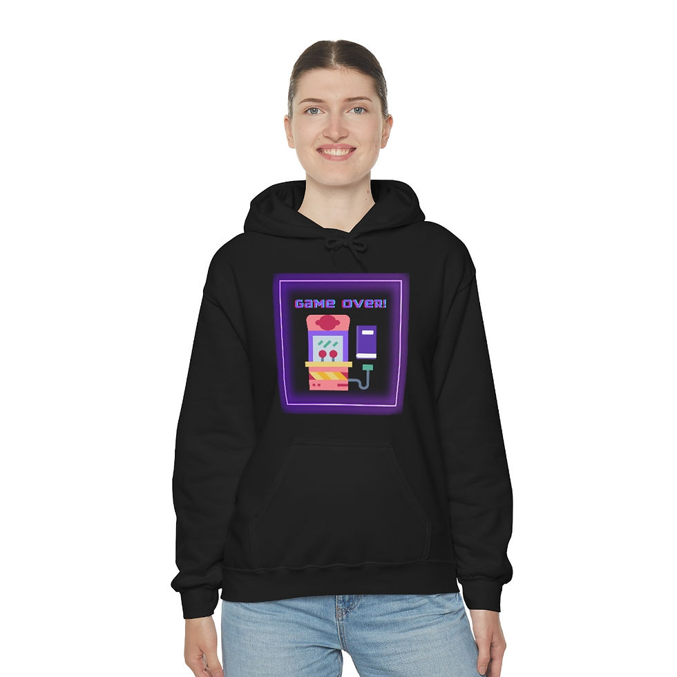 Thumbnail: Game Over Purple Retro Gaming Machine: Unisex Heavy Blend™ Hooded Sweatshirt