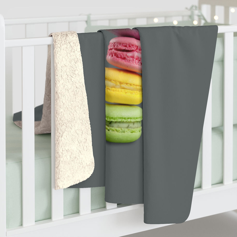 Thumbnail: Sleepy Owl On a Stack of Macaroons: High Quality Cozy Fleece Blanket